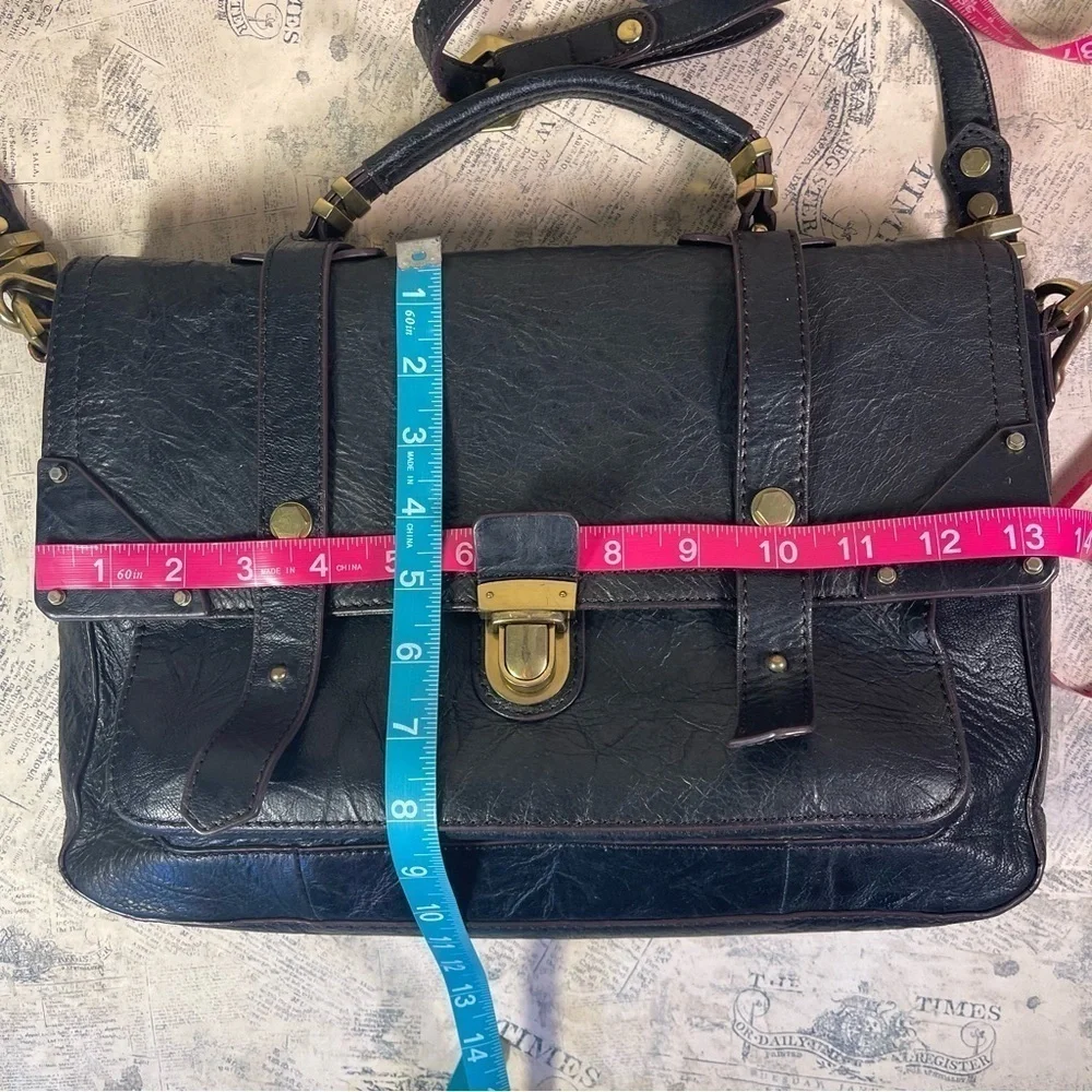 orYANY Julia Leather Satchel Messenger Bag Black Leather Work Crossbody Purse